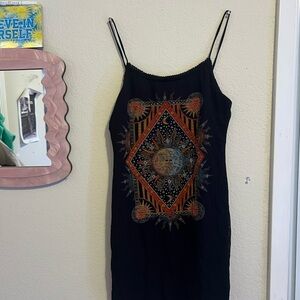 Black Sun and Moon Graphic Dress